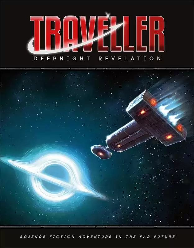 The cover of the Deepnight Revelation box set depicts a large spaceship approaching a black hole.